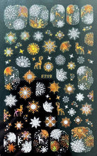 Load image into Gallery viewer, Gold Silver White Snowflakes 3D Nail Stickers Iridescent Self Adhesive Transfer Decals Manicures Art Decoration Slider Nails Decals Sticker Hot Sexy Girl Tip Back Glue Decal Cool Lollipop Self Adhesive Acrylic Tips Tool Decoration