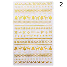 Load image into Gallery viewer, Gold Silver White Snowflakes 3D Nail Stickers Iridescent Self Adhesive Transfer Decals Manicures Art Decoration Slider Nails Decals Sticker Hot Sexy Girl Tip Back Glue Decal Cool Lollipop Self Adhesive Acrylic Tips Tool Decoration