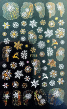 Load image into Gallery viewer, Gold Silver White Snowflakes 3D Nail Stickers Iridescent Self Adhesive Transfer Decals Manicures Art Decoration Slider Nails Decals Sticker Hot Sexy Girl Tip Back Glue Decal Cool Lollipop Self Adhesive Acrylic Tips Tool Decoration
