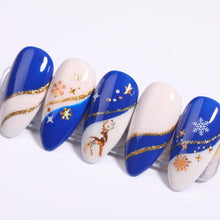 Load image into Gallery viewer, Gold Silver White Snowflakes 3D Nail Stickers Iridescent Self Adhesive Transfer Decals Manicures Art Decoration Slider Nails Decals Sticker Hot Sexy Girl Tip Back Glue Decal Cool Lollipop Self Adhesive Acrylic Tips Tool Decoration