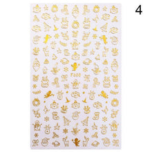 Load image into Gallery viewer, Gold Silver White Snowflakes 3D Nail Stickers Iridescent Self Adhesive Transfer Decals Manicures Art Decoration Slider Nails Decals Sticker Hot Sexy Girl Tip Back Glue Decal Cool Lollipop Self Adhesive Acrylic Tips Tool Decoration