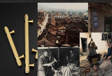 Load image into Gallery viewer, Golden Brass Knurled Textured Simple Kitchen Cabinet handle And Handles Drawer Pulls Bedroom Door Knobs Cupboard Bathroom Door Handles Brushed Brass Pulls For Cabinets