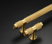 Load image into Gallery viewer, Golden Brass Knurled Textured Simple Kitchen Cabinet handle And Handles Drawer Pulls Bedroom Door Knobs Cupboard Bathroom Door Handles Brushed Brass Pulls For Cabinets
