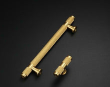 Load image into Gallery viewer, Golden Brass Knurled Textured Simple Kitchen Cabinet handle And Handles Drawer Pulls Bedroom Door Knobs Cupboard Bathroom Door Handles Brushed Brass Pulls For Cabinets