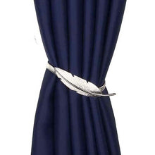 Load image into Gallery viewer, Golden Silver Curtain Clip Curtains Holders Feather Shape Tieback Buckle Clips Curtain Accessories Home Decor Modern Simple Style Curtain Tie Backs Decorative with Spring Curtain Strap Metal Plating Decorative Accessories 30cm