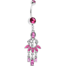 Load image into Gallery viewer, Pink Gem Party Ready Fan Chandelier Dangle Belly Ring