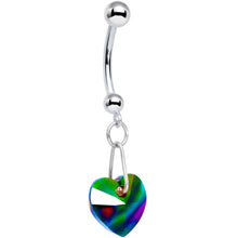 Load image into Gallery viewer, 14K White Gold Heart Belly Ring Created with Crystals