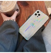 Load image into Gallery viewer, Gradient Rainbow Charming Case For iPhone 13 11 12 Pro Max XS XR 7 8 Plus Transparent Cover with Wallet Card Holder Case Soft Cover for iPhone