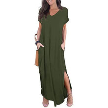Load image into Gallery viewer, Women's Casual Loose Pocket Split Maxi Dress