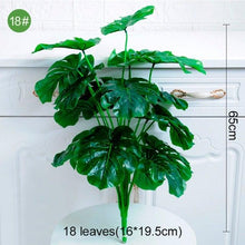 Load image into Gallery viewer, Green Artificial Palm Leaves Plastic Tropical Tree Fake Indoor Outdoor Garden Home Outdoor Decorations