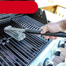 Load image into Gallery viewer, Grill Cleaning Brush BBQ Tool Grill Brush Stainless Steel Brushes Cleaning BBQ Accessories Best Cleaner Barbecue Stainless Steel Woven Wire Bristles Grill Brush Barbecue Grill Cleaner Safe Grill Cleaning Brush for Gas Charcoal Grilling