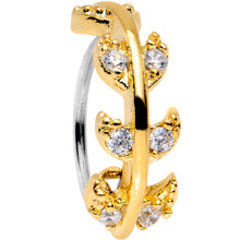 Load image into Gallery viewer, 20G Clear CZ Gem Gold Tone Leafy Seamless Circular Ring
