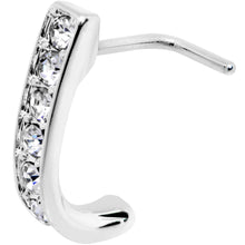 Load image into Gallery viewer, 20G Clear CZ Sleek Faux Hoop L Shaped Nose Ring