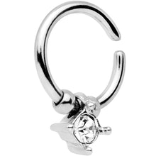 Load image into Gallery viewer, 16G Silver Tone Clear Gem Drop Annealed Seamless Circular Ring