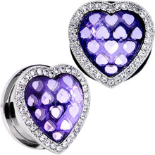 Load image into Gallery viewer, Clear Purple Gem Hug Your Heart Screw Fit Plug Set 6mm to 22mm