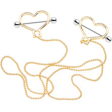 Load image into Gallery viewer, Gold Tone Heart to Heart Dangle Nipple Chain