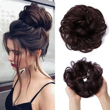 Load image into Gallery viewer, Hair Bun Extensions Messy Curly Elastic Hair Scrunchies Hairpieces Synthetic Chignon Donut Up-do Hair Pieces Clip in Hair Extension For Volumized Hair Buns For Girls