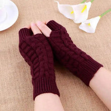 Load image into Gallery viewer, Half Finger Gloves For Women Stylish Winter Soft Warm Wool Knitting Arm Gloves Soft Warm Winter Gloves For Women Knit Arm Warmer Fingerless Gloves Knitted Long Mitten Women Thumb Hole Gloves