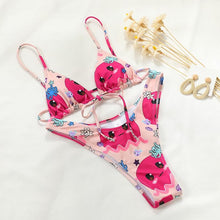 Load image into Gallery viewer, Halter Bikinis Swimsuit String Bikini Swimsuit for Women Triangle Tie Side Adjustable Swimsuit Bathing Suit 2 Piece Set New 2 Piece Swimwear High Cut Bikini Set Print Bandage Beachwear