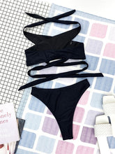 Load image into Gallery viewer, Halter Hollow Cross Bikinis Set Swimsuit Women's New Solid Two-Piece Swimwear Two Piece Swimsuit Halter Crisscross Cut Out Bikini Wrap Top with High Waist Bottom Beach Swimwear Summer Beachwear Woman Bath Bathing Suit
