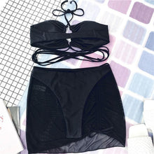 Load image into Gallery viewer, Halter Hollow Cross Bikinis Set Swimsuit Women's New Solid Two-Piece Swimwear Two Piece Swimsuit Halter Crisscross Cut Out Bikini Wrap Top with High Waist Bottom Beach Swimwear Summer Beachwear Woman Bath Bathing Suit