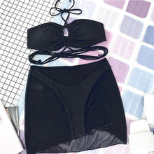 Load image into Gallery viewer, Halter Hollow Cross Bikinis Set Swimsuit Women's New Solid Two-Piece Swimwear Two Piece Swimsuit Halter Crisscross Cut Out Bikini Wrap Top with High Waist Bottom Beach Swimwear Summer Beachwear Woman Bath Bathing Suit
