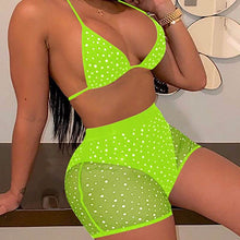 Load image into Gallery viewer, Halter See Through Sequins Mesh Bra & Shorts