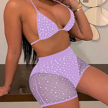 Load image into Gallery viewer, Halter See Through Sequins Mesh Bra & Shorts