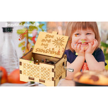 Load image into Gallery viewer, Hand Crank Vintage Wood Carved Sunshine Musical Box