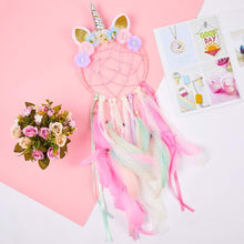 Load image into Gallery viewer, Handmade Dream Catchers Flower For Kids Unicorn Dream Catcher Ornament Feather Wall Decor For Girls Bedroom Flower Wall Hanging Decoration Flower Dream Catcher