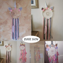 Load image into Gallery viewer, Handmade Dream Catchers Flower For Kids Unicorn Dream Catcher Ornament Feather Wall Decor For Girls Bedroom Flower Wall Hanging Decoration Flower Dream Catcher