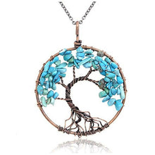 Load image into Gallery viewer, Handmade Genuine Gemstone Chakra Tree of Life Pendant Necklace