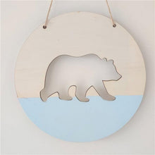Load image into Gallery viewer, Handmade Hanging Ornaments Positive Slogan Banner Round Polar Bear Animal Statue Figurines Sculpture Wooden Ornaments Wood Chip Wall Pendant Cardboard For Kids Room Decoration Photo Props
