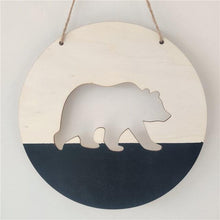Load image into Gallery viewer, Handmade Hanging Ornaments Positive Slogan Banner Round Polar Bear Animal Statue Figurines Sculpture Wooden Ornaments Wood Chip Wall Pendant Cardboard For Kids Room Decoration Photo Props