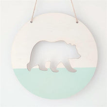 Load image into Gallery viewer, Handmade Hanging Ornaments Positive Slogan Banner Round Polar Bear Animal Statue Figurines Sculpture Wooden Ornaments Wood Chip Wall Pendant Cardboard For Kids Room Decoration Photo Props