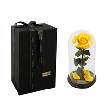 Load image into Gallery viewer, Handmade Preserved Enchanted Rose With Glass Dome on Wood Base - Rose for Christmas ,Valentine's Day