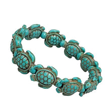 Load image into Gallery viewer, Handmade Turquoise Hawaiian Sea Turtles Bracelet