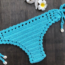 Load image into Gallery viewer, Handmade Vintage Crochet Bikinis Knitted Cotton Swimwear Women's Crochet Swimsuit Two Pieces Bathing Suits Bikini Swimsuit Top Bottom Bandage Modern Women Beachwear For Summer
