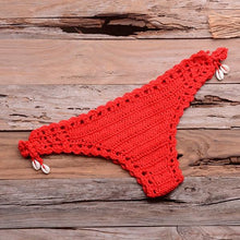 Load image into Gallery viewer, Handmade Vintage Crochet Bikinis Knitted Cotton Swimwear Women's Crochet Swimsuit Two Pieces Bathing Suits Bikini Swimsuit Top Bottom Bandage Modern Women Beachwear For Summer
