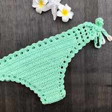 Load image into Gallery viewer, Handmade Vintage Crochet Bikinis Knitted Cotton Swimwear Women's Crochet Swimsuit Two Pieces Bathing Suits Bikini Swimsuit Top Bottom Bandage Modern Women Beachwear For Summer