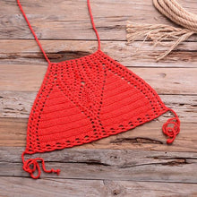 Load image into Gallery viewer, Handmade Vintage Crochet Bikinis Knitted Cotton Swimwear Women's Crochet Swimsuit Two Pieces Bathing Suits Bikini Swimsuit Top Bottom Bandage Modern Women Beachwear For Summer