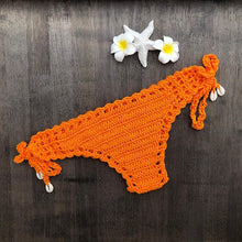Load image into Gallery viewer, Handmade Vintage Crochet Bikinis Knitted Cotton Swimwear Women's Crochet Swimsuit Two Pieces Bathing Suits Bikini Swimsuit Top Bottom Bandage Modern Women Beachwear For Summer