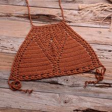 Load image into Gallery viewer, Handmade Vintage Crochet Bikinis Knitted Cotton Swimwear Women's Crochet Swimsuit Two Pieces Bathing Suits Bikini Swimsuit Top Bottom Bandage Modern Women Beachwear For Summer
