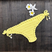 Load image into Gallery viewer, Handmade Vintage Crochet Bikinis Knitted Cotton Swimwear Women's Crochet Swimsuit Two Pieces Bathing Suits Bikini Swimsuit Top Bottom Bandage Modern Women Beachwear For Summer