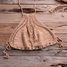 Load image into Gallery viewer, Handmade Vintage Crochet Bikinis Knitted Cotton Swimwear Women's Crochet Swimsuit Two Pieces Bathing Suits Bikini Swimsuit Top Bottom Bandage Modern Women Beachwear For Summer