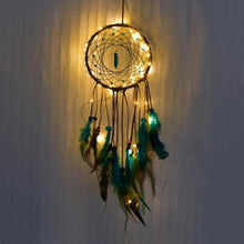 Load image into Gallery viewer, Handmade White Feather Dream Catcher Wind Chimes Hanging Ornaments Ceiling Decor Room Dream Net Hanging Craft Gift Car Ornament Ribbons Feathers Wrapped Lights For Bedroom Decor Wedding Decorations