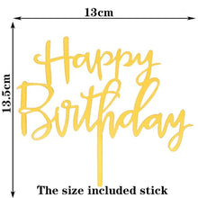 Load image into Gallery viewer, Happy Birthday Cake Topper Gold Cake Topper Acrylic Cake Topper Happy Birthday Cake Topper Cake Decoration Acrylic Letter Cake Toppers Party Supplies Happy Birthday Black Cake Decorations
