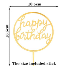 Load image into Gallery viewer, Happy Birthday Cake Topper Gold Cake Topper Acrylic Cake Topper Happy Birthday Cake Topper Cake Decoration Acrylic Letter Cake Toppers Party Supplies Happy Birthday Black Cake Decorations