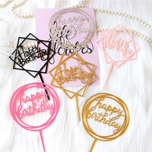 Load image into Gallery viewer, Happy Birthday Cake Topper Gold Cake Topper Acrylic Cake Topper Happy Birthday Cake Topper Cake Decoration Acrylic Letter Cake Toppers Party Supplies Happy Birthday Black Cake Decorations