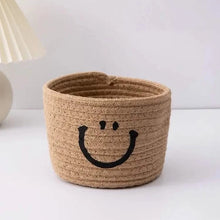 Load image into Gallery viewer, Happy Face Woven Storage Basket